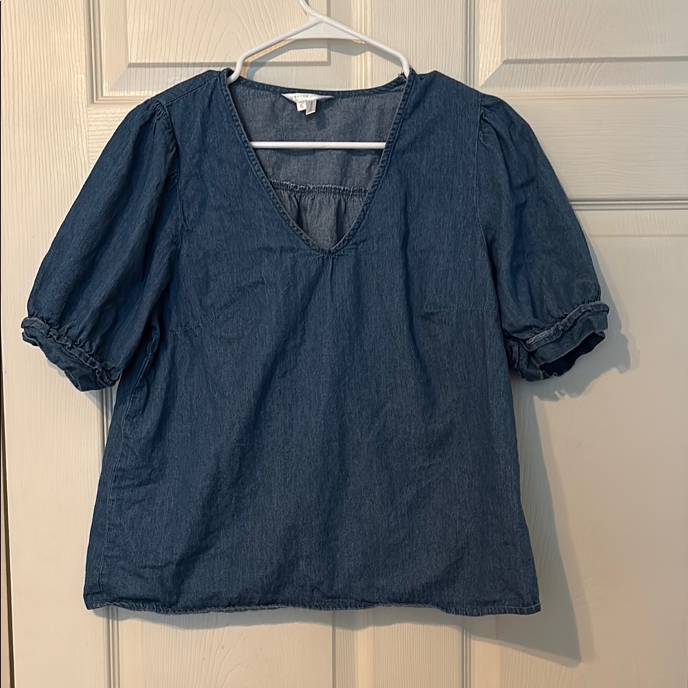 100% Cotton Denim Blue Women's Top